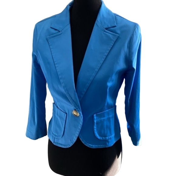Light blue blazer size 8 shoulder pads - Picture 1 of 9